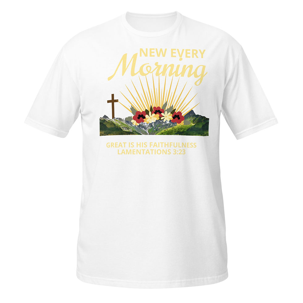Thumbnail: Christian Designs New Every Morning Great is His Faithfulness Unisex T-Shirt