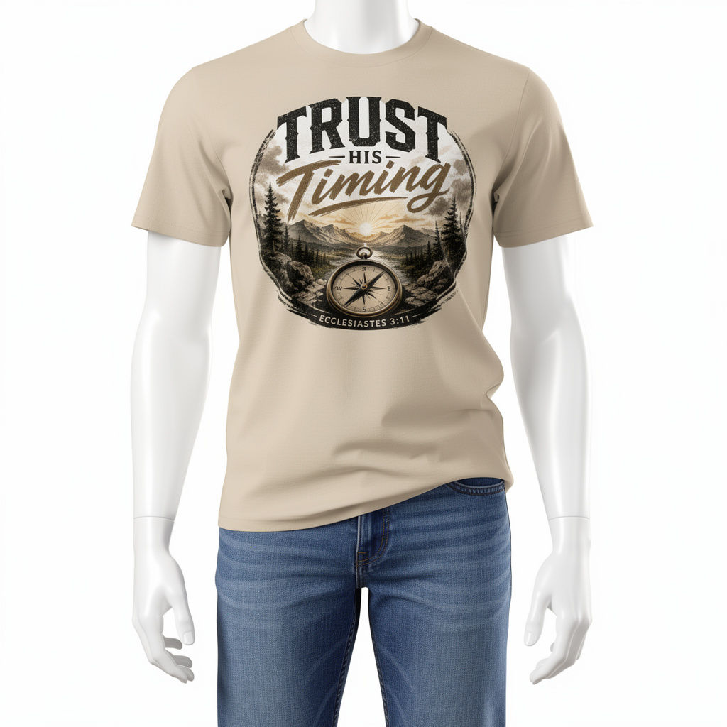 Christian Designs Trust His Timing Men's T-Shirt
