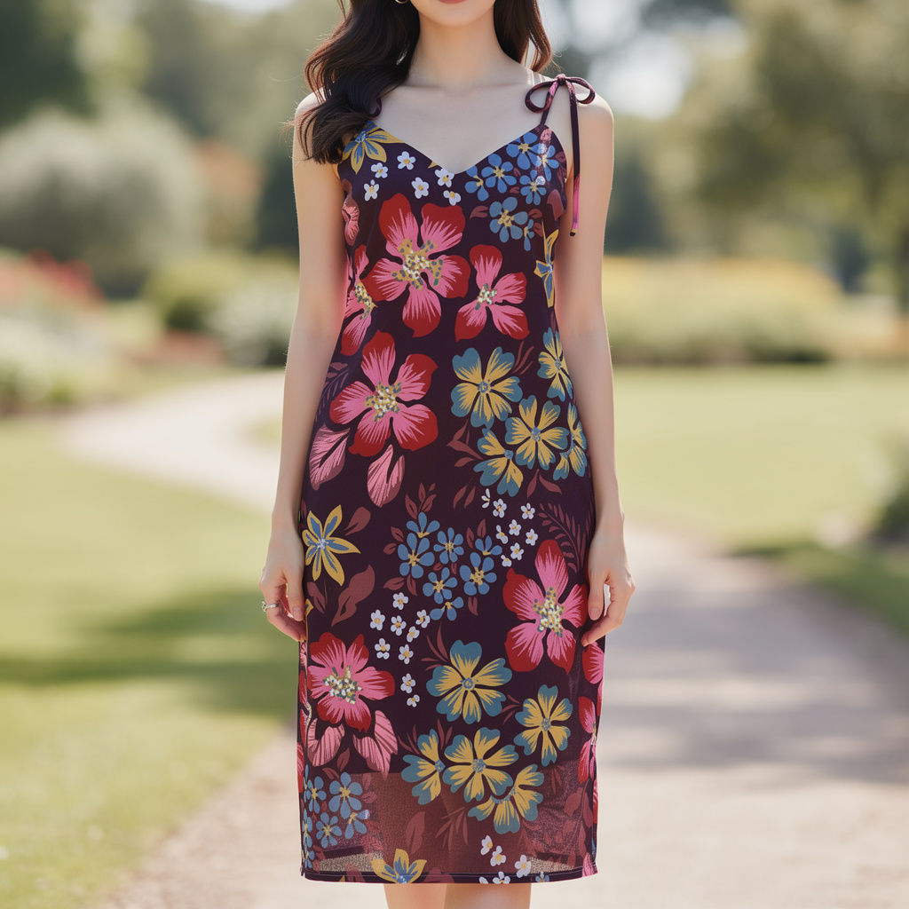 Floral Tie-strap midi dress