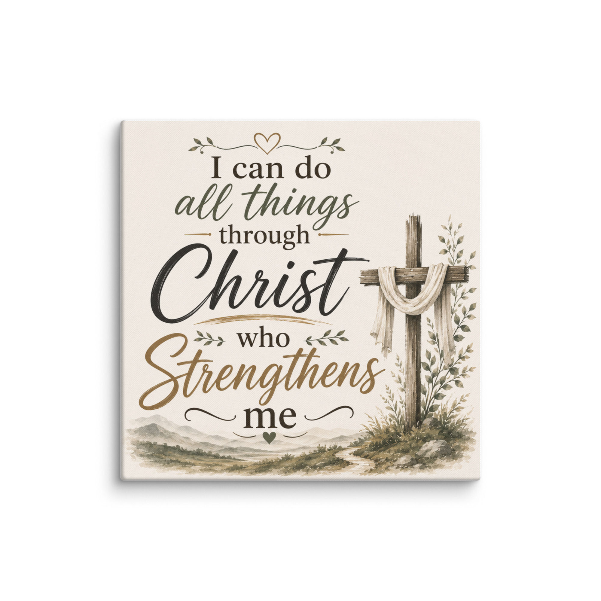 Christian Designs I Can Do All Things Through Christ 20" x 20" Canvas