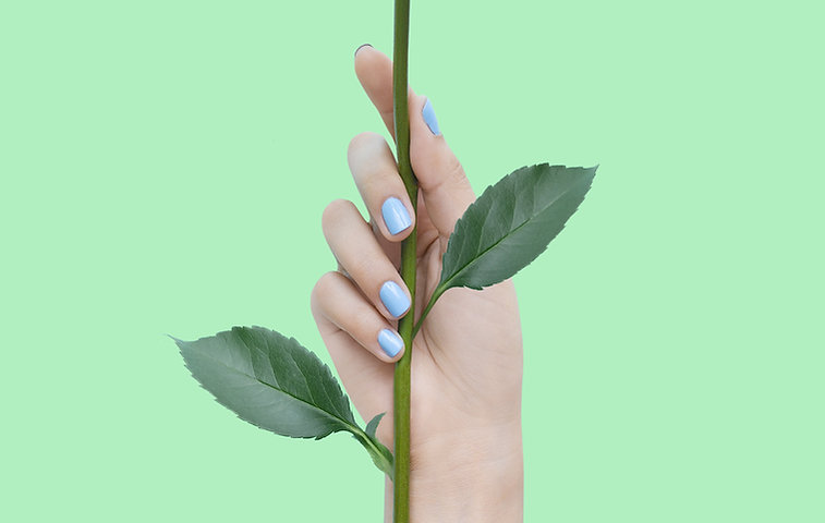 Blue Nails on Green