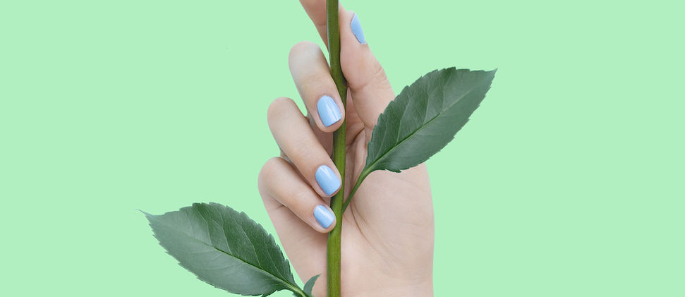 Blue Nails on Green