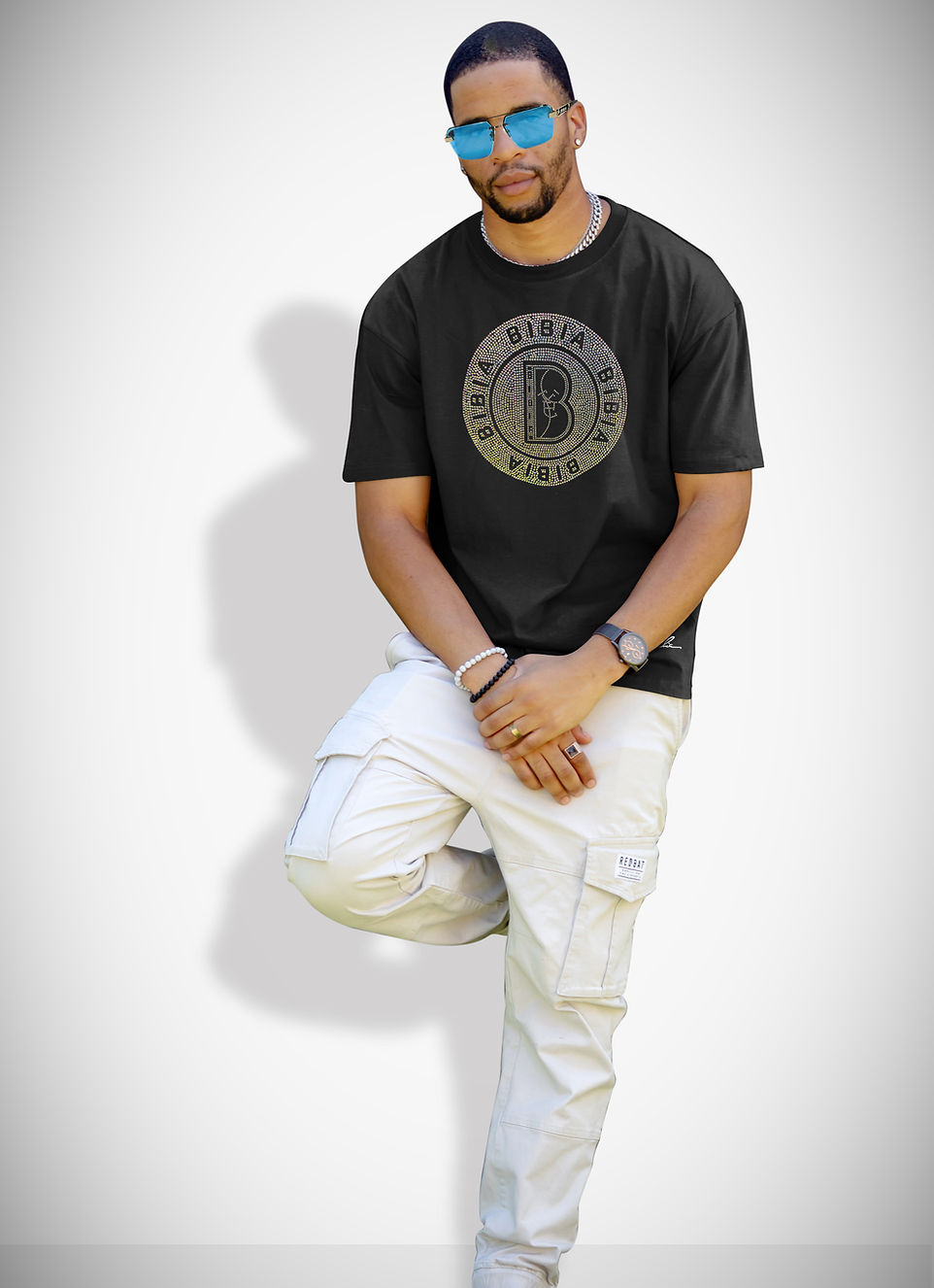 BIBIA Rhinestones AB Diamond Crystal T-shirt