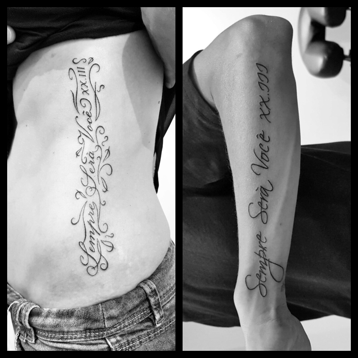 TATOUAGE LETTRAGE ARABESQUE ITALIQUE