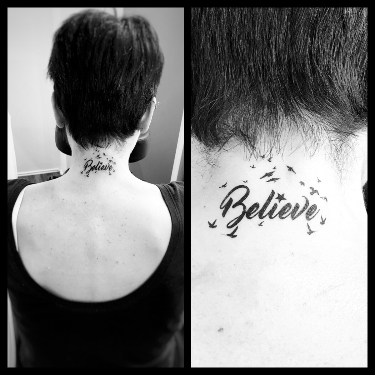 TATOUAGE LETTRAGE NUQUE