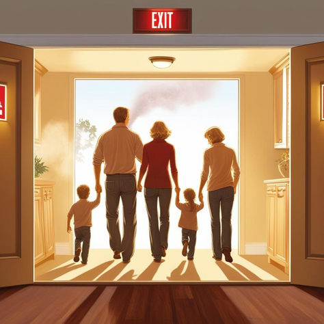 Familie im Notausgang 