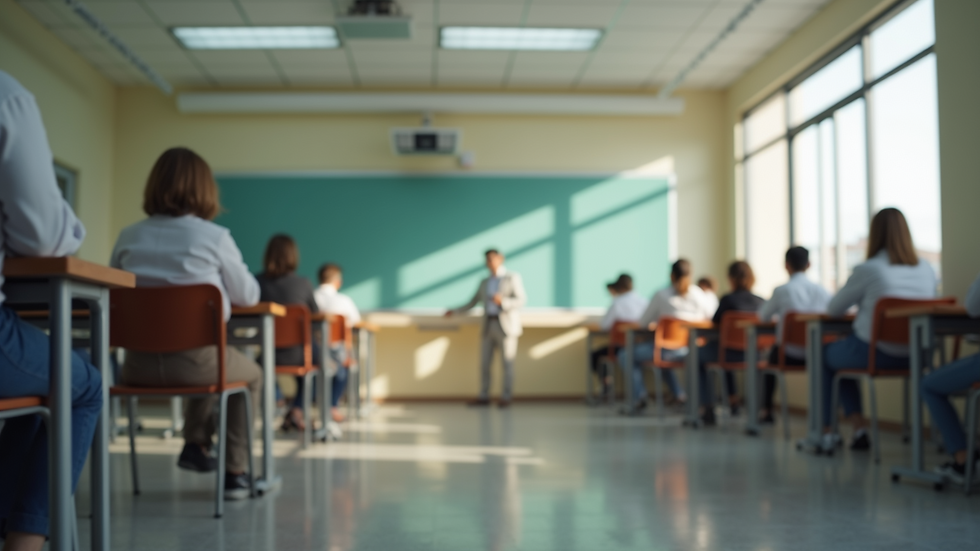Close-up view of a modern classroom setting