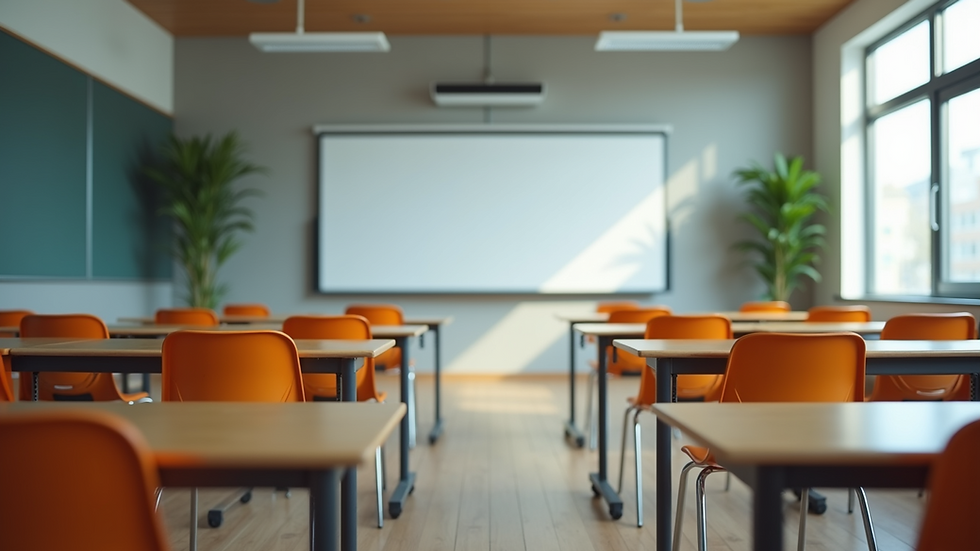 High angle view of a modern classroom setup