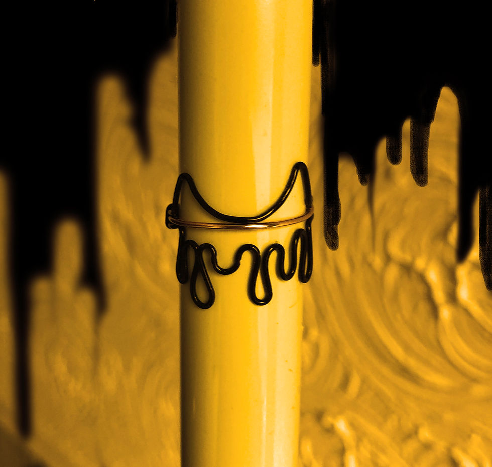 Thumbnail: Bendy and the Ink Machine Inspired Adjustable Wire Ring with ink drip background