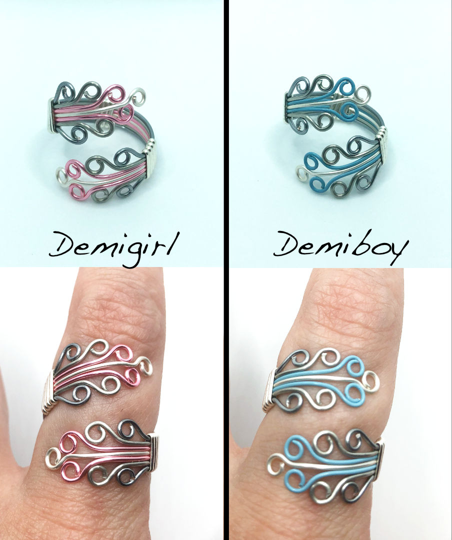 Thumbnail: Demigirl Adjustable Wire Ring, Demiboy Adjustable Wire Ring