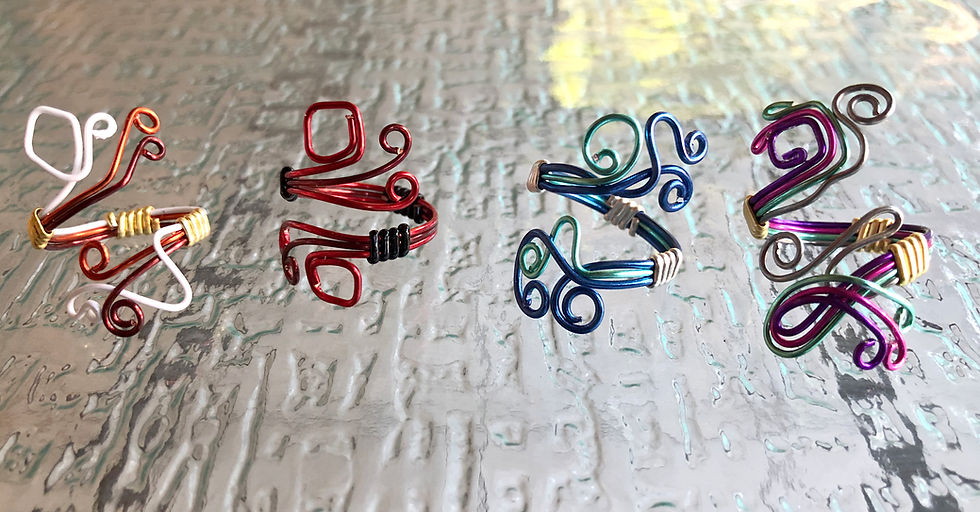 Thumbnail: Steven Universe Inspired Adjustable Wire Ring, Ruby, Sapphire, Jasper, Bismuth