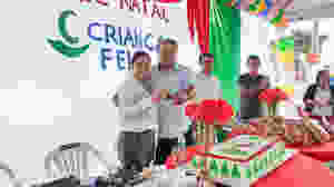 Prefeito Isaac Lima e Vice Ângela Valente, na festa de encerramento das atividades do Programa Criança Feliz 2018 e solenidade de entrega do micro-ônibus