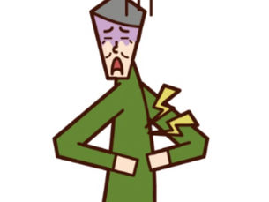 背中の痛みで動けなくなった高齢男性のイメージイラスト（肋間神経痛）