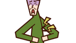 背中の痛みで動けなくなった高齢男性のイメージイラスト(肋間神経痛)