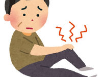 膝の内側に痛みを抱える男性が患部を押さえているイラスト