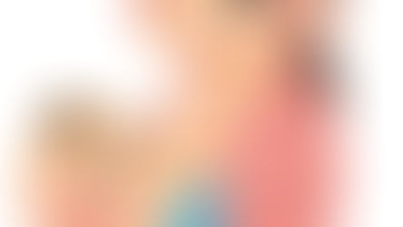 母乳マッサージを受けて乳房の痛みをケアしている母親と赤ちゃんのイラスト