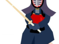 剣道の稽古で背中の痛みが悪化した男性をイメージしたイラスト