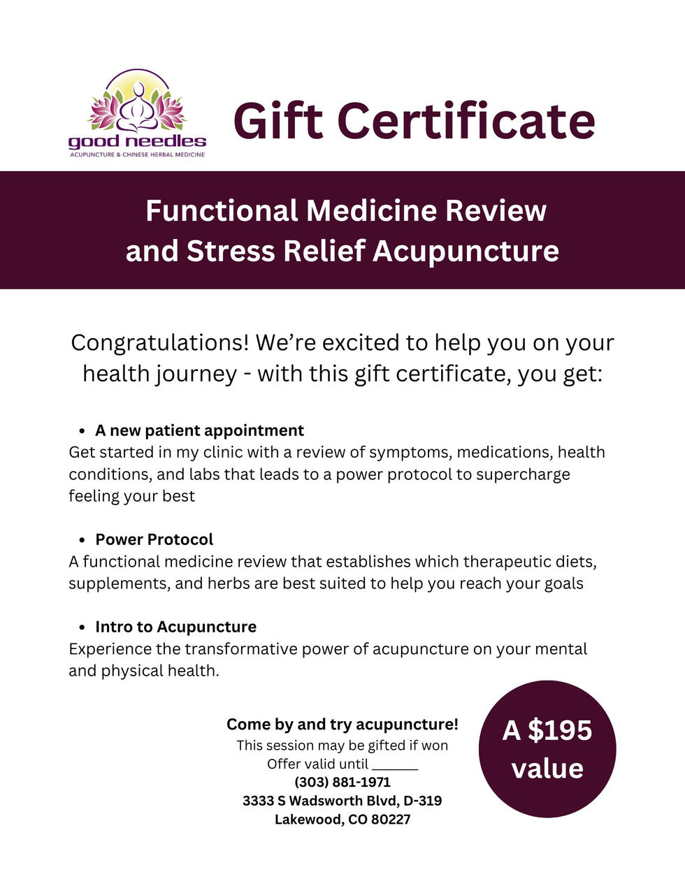 Tina Gift certificate (print)