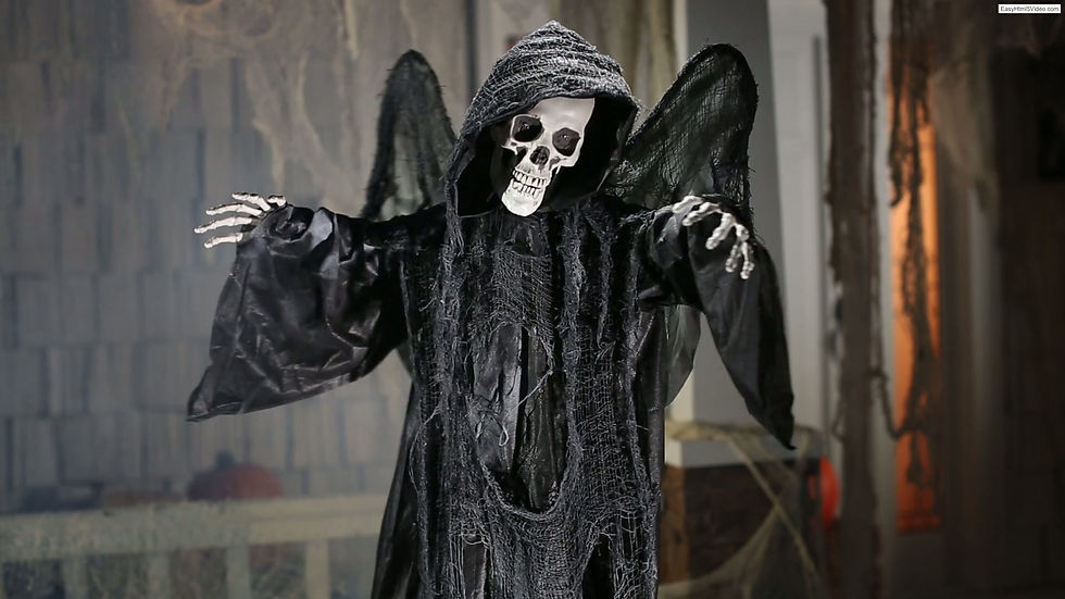 Thumbnail: 33 1/2" x 74 3/4" Animated Standing Skeletal Reaper with Wings