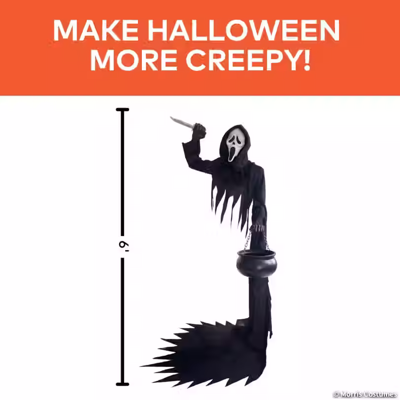 Thumbnail: 6 Ft. Ghost Face® Illusionary Figure with Cauldron Halloween Decoration