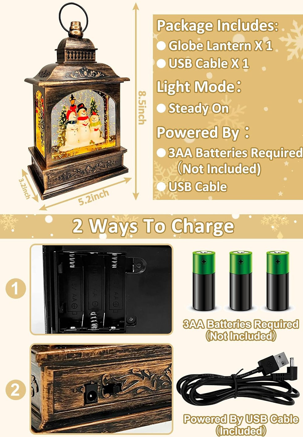 Thumbnail: Christmas Snow Globe Lantern Decoration Timer  Musical Singing Lighted