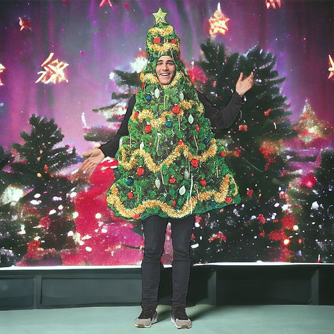 white christmas dresses Christmas Tree Costume Funny Xmas Tree Dress for Adult Unisex Hooded C –  Sun Baby main image 0