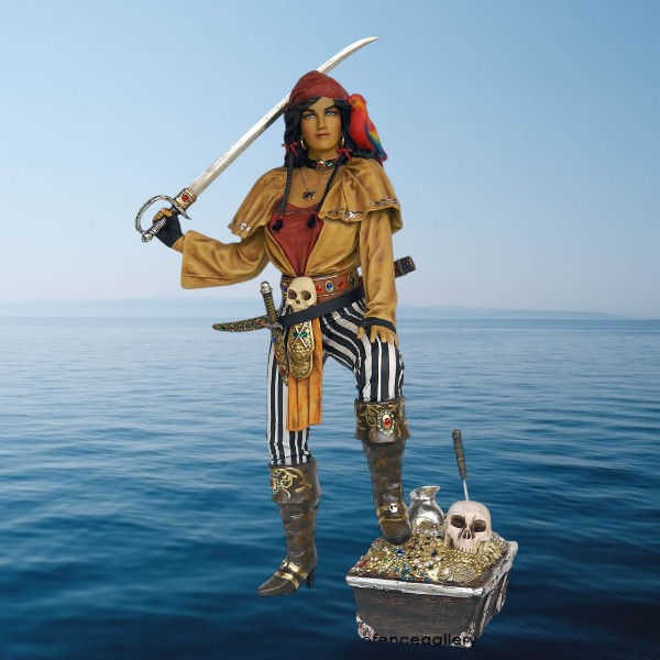 Lady Pirate with Parrot Statue