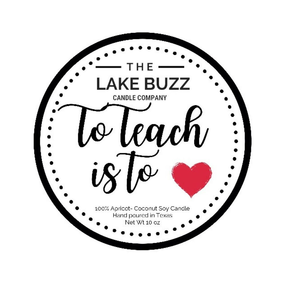 Personalized candle label "to teach is to love"