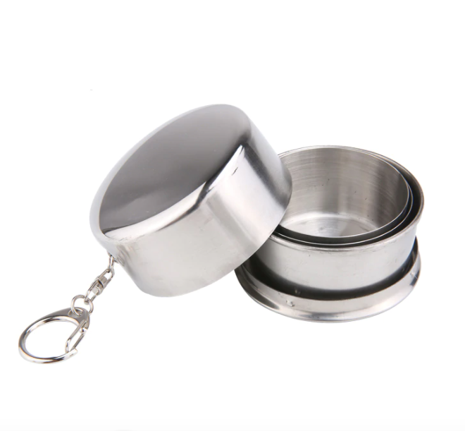縮圖：不銹鋼折疊杯 隨身攜帶 可拆卸 可折疊杯子鑰匙扣 Stainless Steel Camping Outdoor Folding Cup