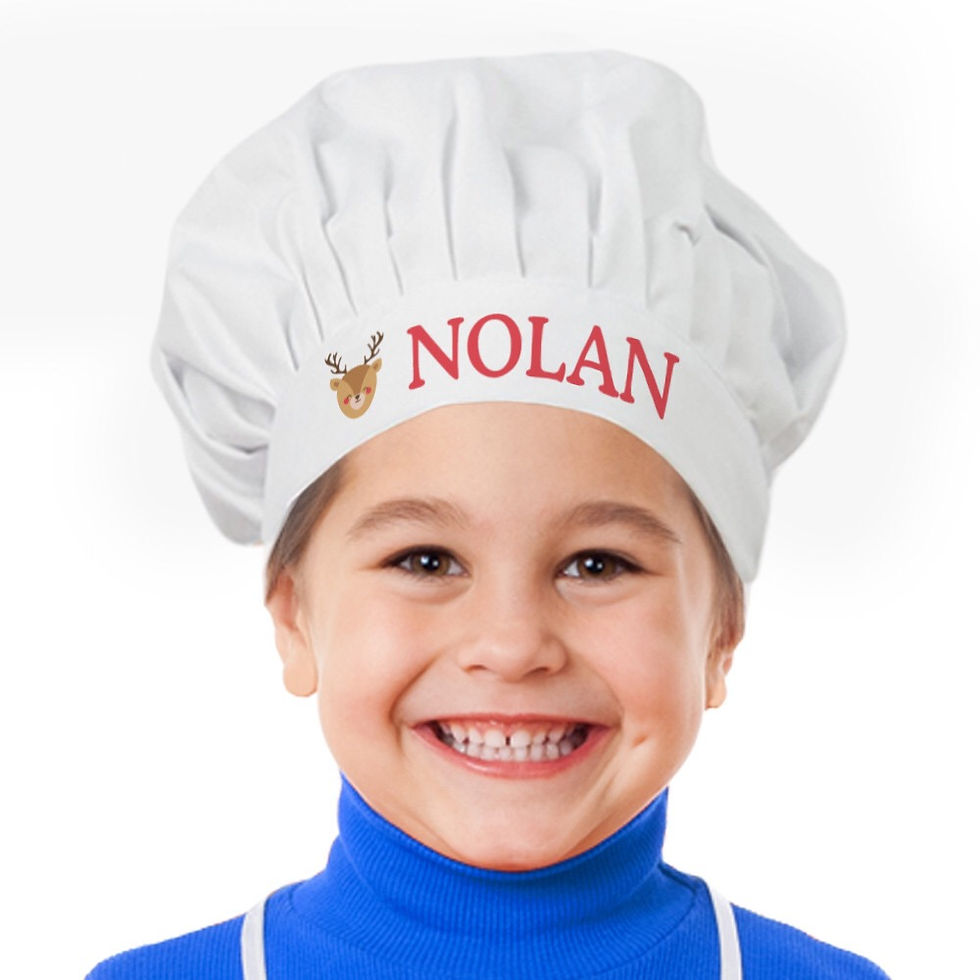 Thumbnail: Reindeer Personalized Kids Chef Hat