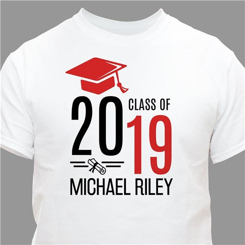 Thumbnail: Personalized Graduate Hat With Diploma White T-Shirt