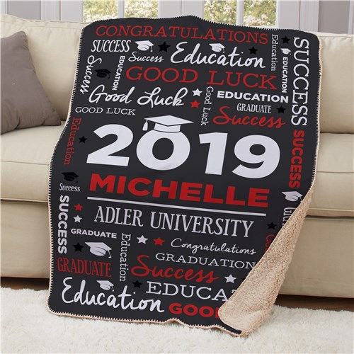 Thumbnail: Personalized Word Art Graduation Sherpa Blanket