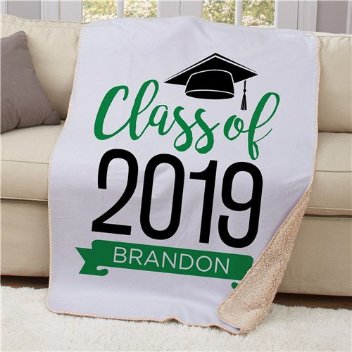 Thumbnail: Personalized Graduate Hat With Banner Sherpa Blanket