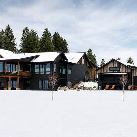 Wide winter view of Kalispell custom home