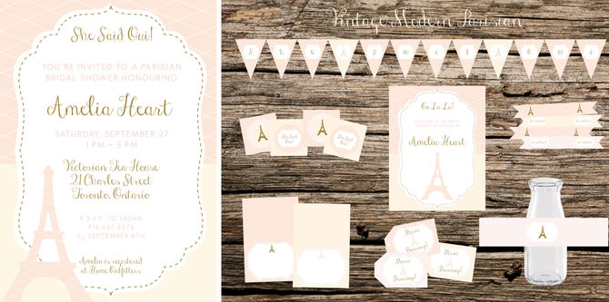 Vintage Modern Parisian Bridal Shower