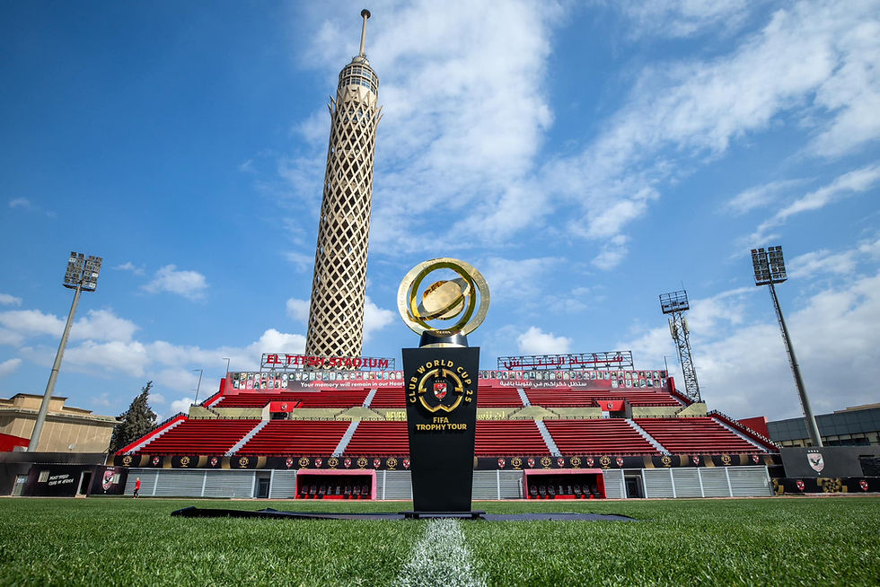 The FIFA Club World Cup trophy presented at El-Tetsh Stadium. Photo Credit: Al Ahly SC