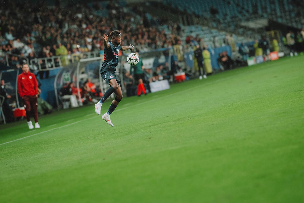 FC Red Bull Salzburg forward Dorgeles Nene traps a football