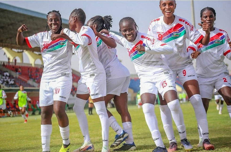 The Gambia celebrate in WAFCON qualifying. Photo Credit: Gambia Football Federation