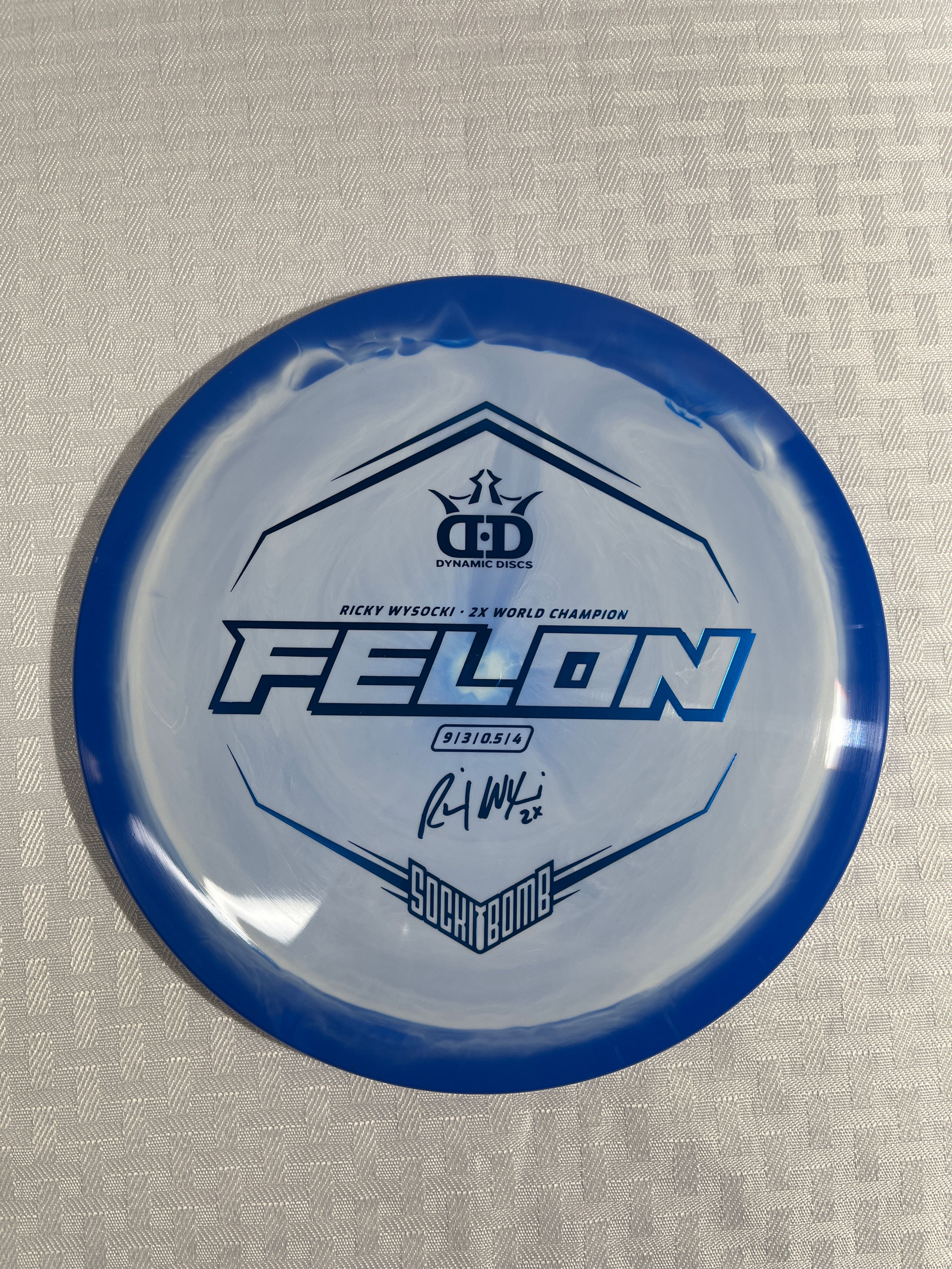 Dynamic Discs Fuzion Orbit Felon Ricky Wysocki Sockibomb Blue Stamp 178g