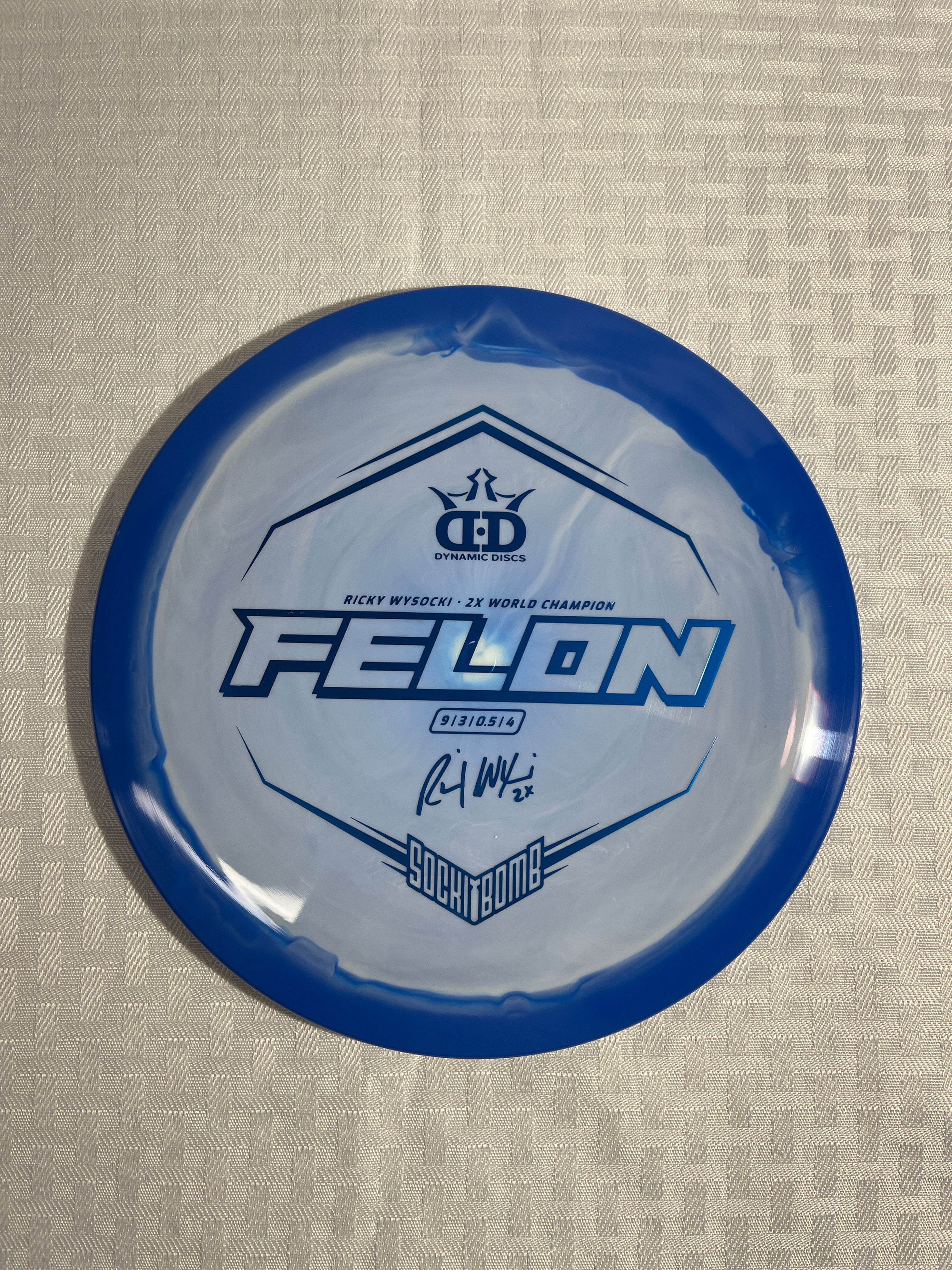Dynamic Discs Fuzion Orbit Felon Ricky Wysocki Sockibomb Blue Stamp 175g