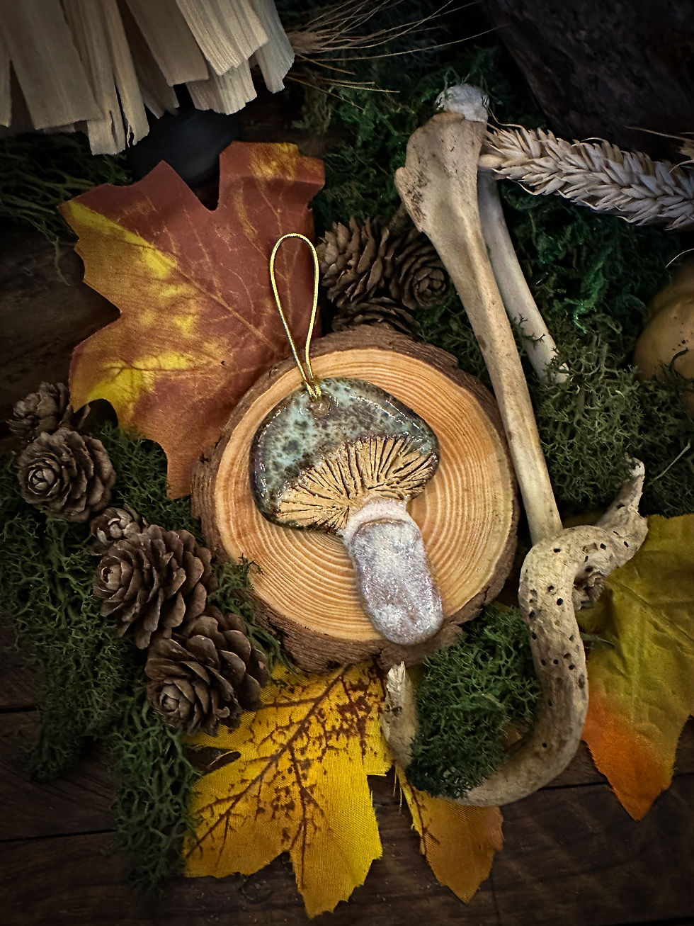 Ceramic Mushroom Decoration: Blue Domed