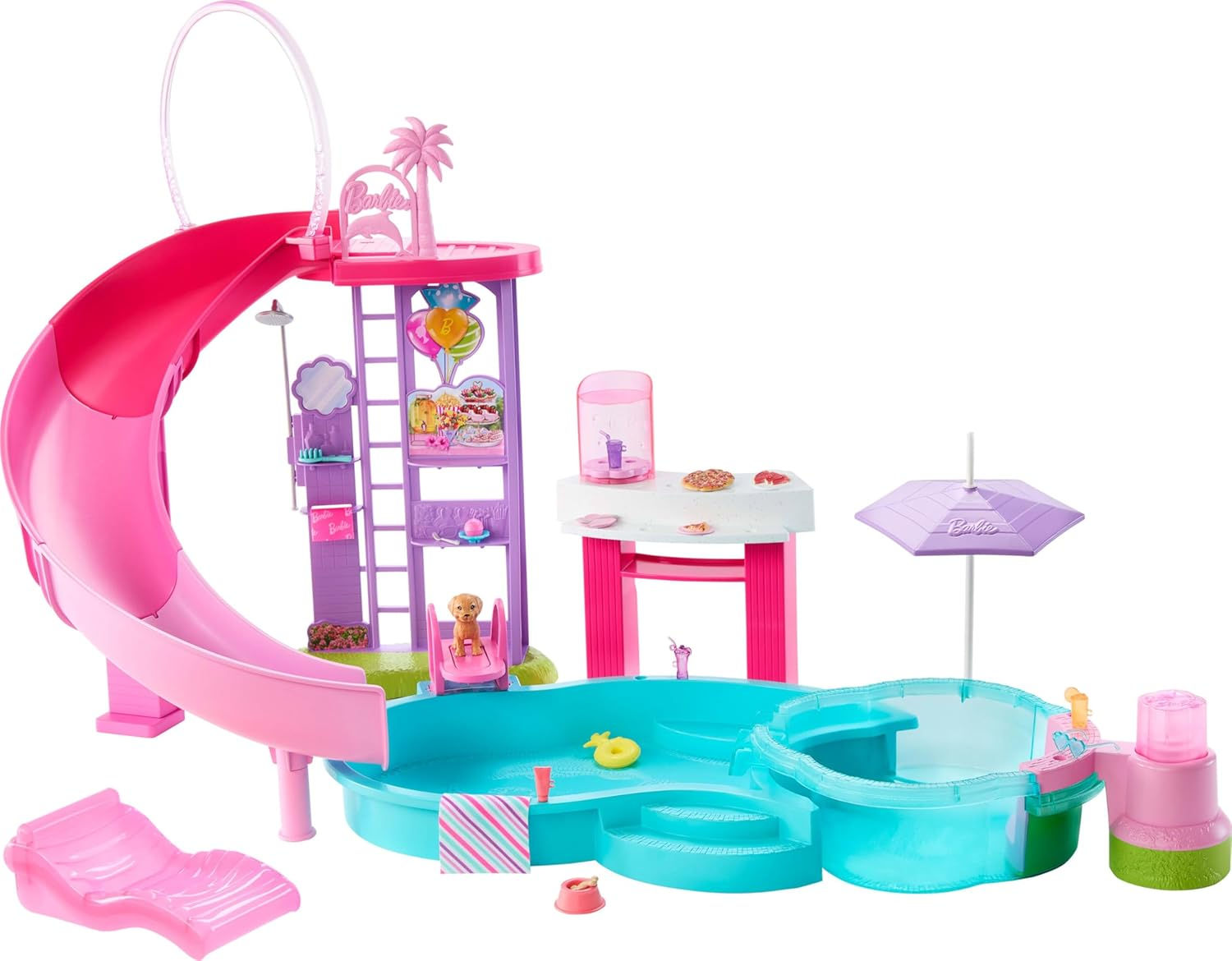 Barbie Dream Pool Playset with 6 Play Areas, Including Slide & Bubbling Hot Tub