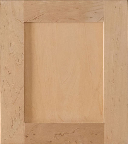 Cabinet door style with Square Outer Edge, Shaker Inner Edge, Flat Panel, SHOWN IN POPLAR