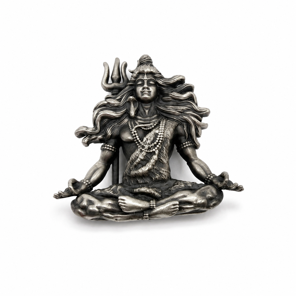 OPULA 925 Silver Lord Shiva Meditation Brooch for Men & Women � Antique Finish