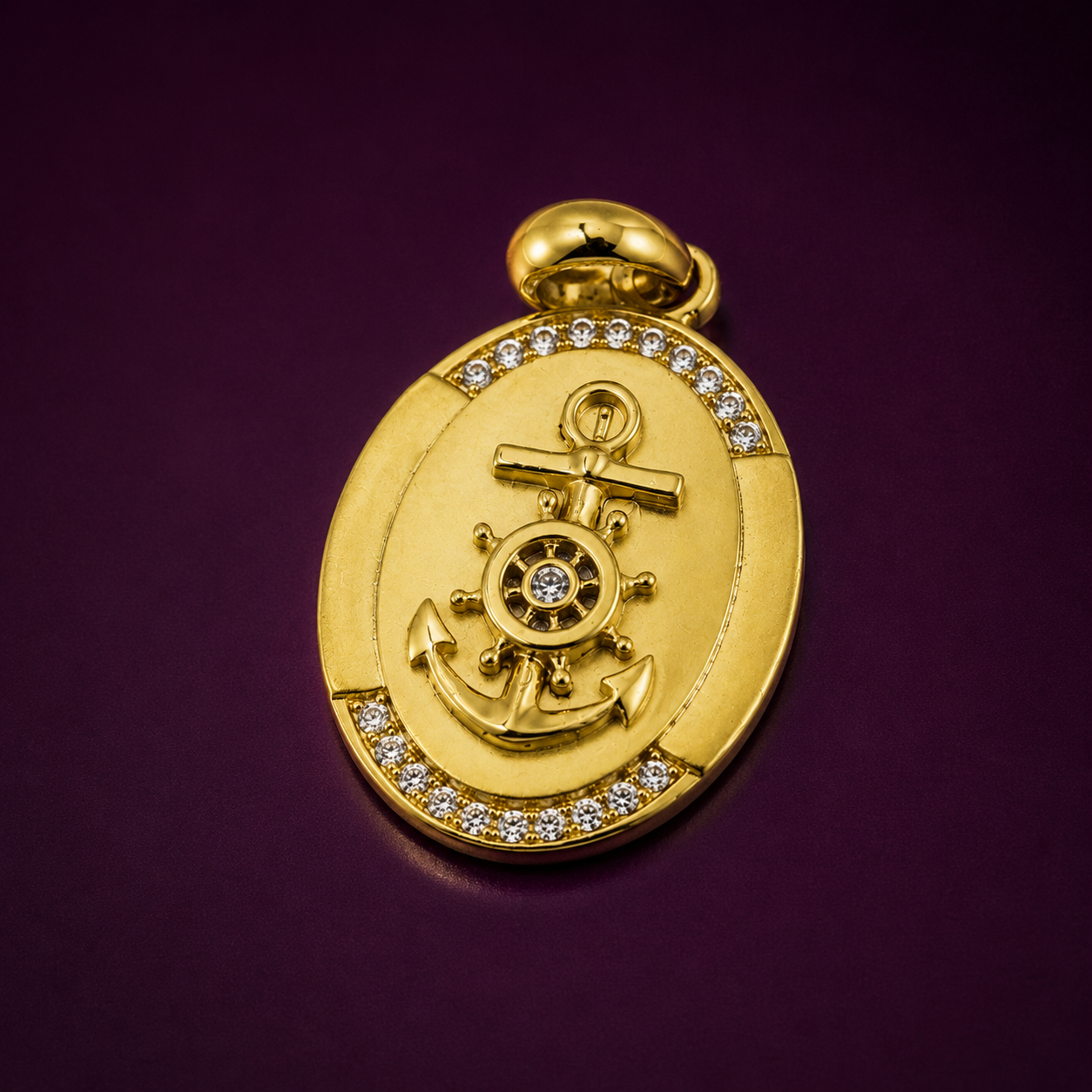 OPULA Certified 925 Silver Ship Anchor Pendant 18K Gold Plating for Men Pendent