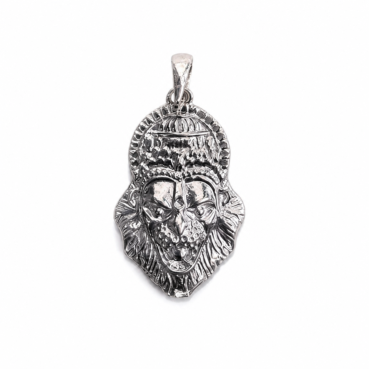 OPULA Certified 925 Silver Lion Face Pendant Rhodium Finish for Men & Women