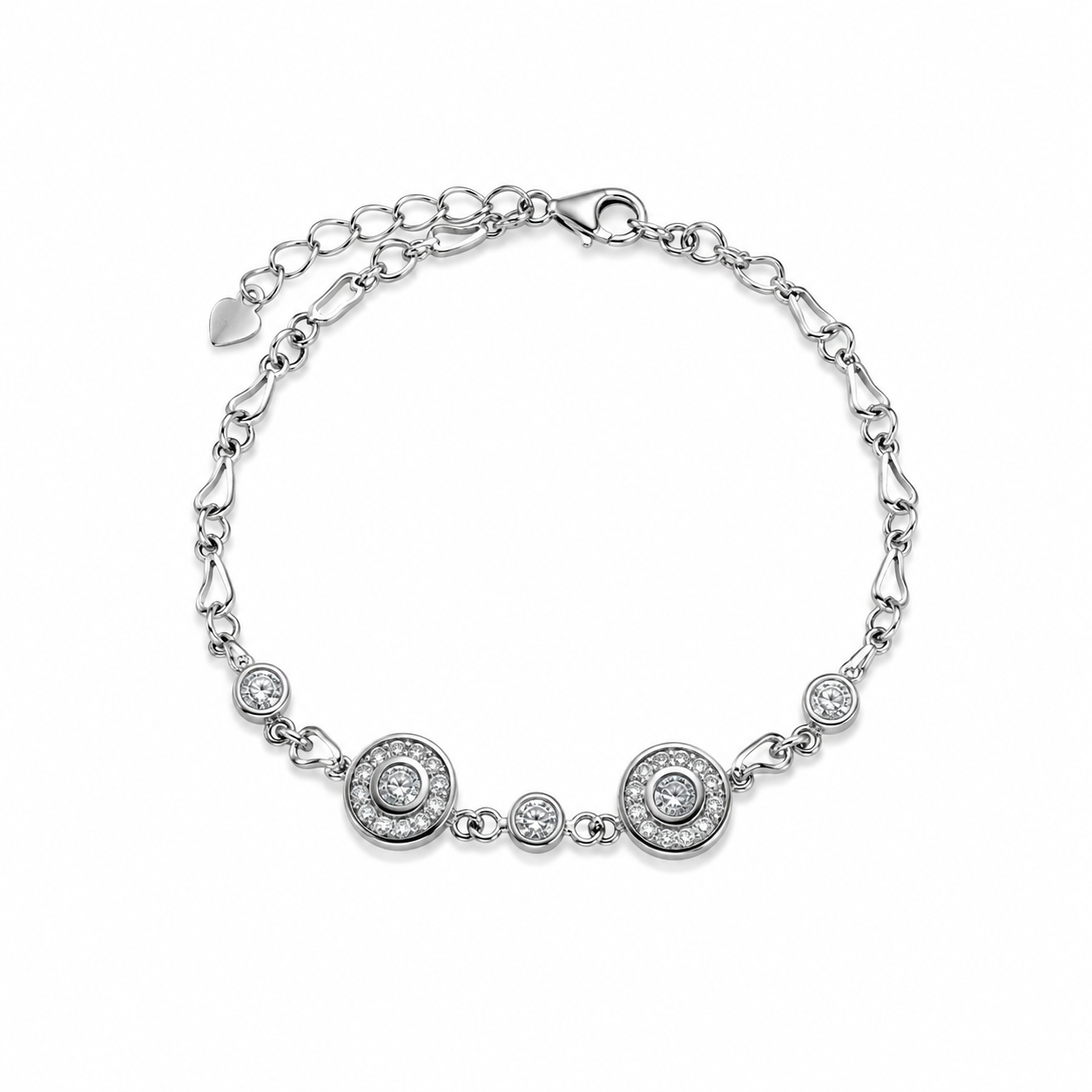 Certified 925 Silver Twin Halo CZ Bracelet for Women
