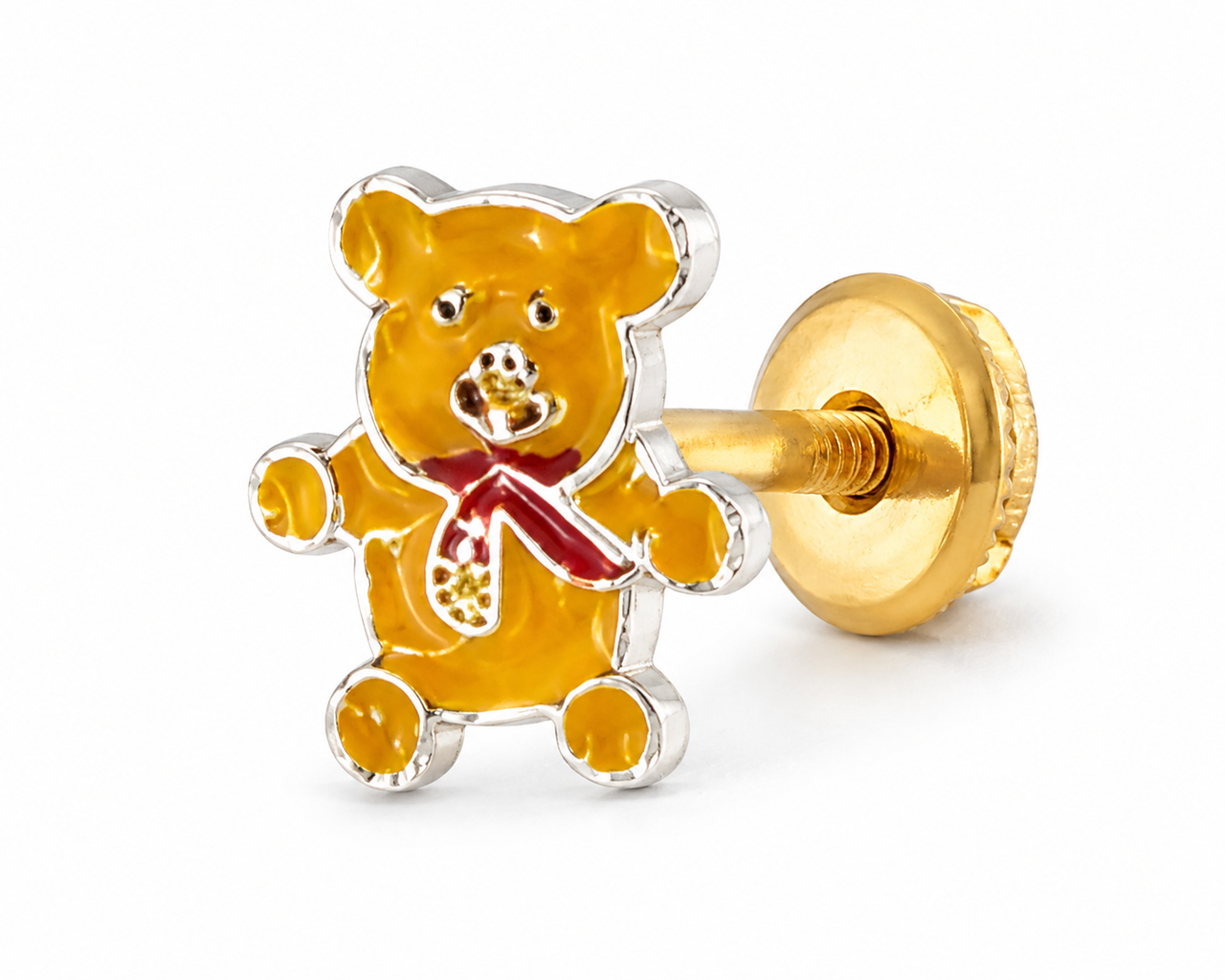 OPULA Gold-Plated Cute Teddy Bear Nose Pin for Kids