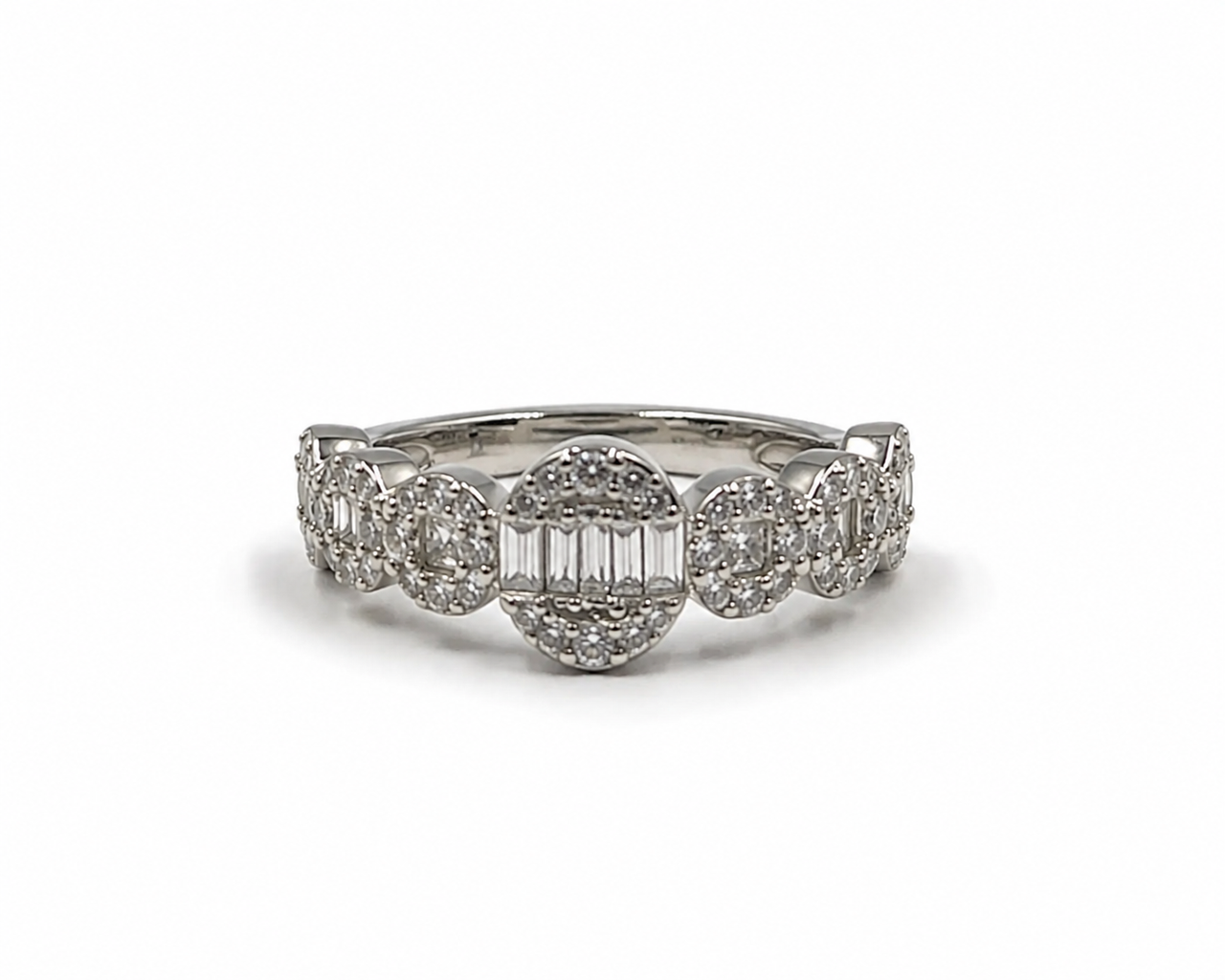 OPULA Certified 925 Silver Crown Halo Solitaire Ring for Women