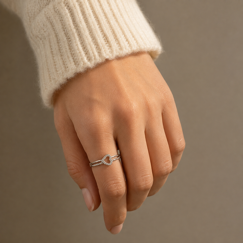 Thumbnail: Heart Link Sterling Silver Ring For Women Certified 925 Silver